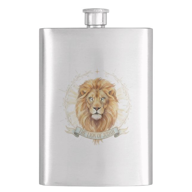 Löwe von Juda Classic 8oz Edelstahl-Flasche Flachmann (Vorderseite)