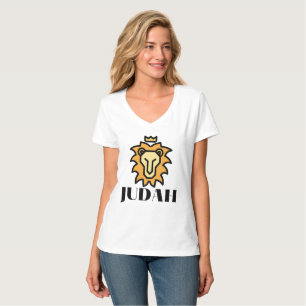 Löwe von Juda Glaube Basiertes Damen V-Ausschnitt T-Shirt