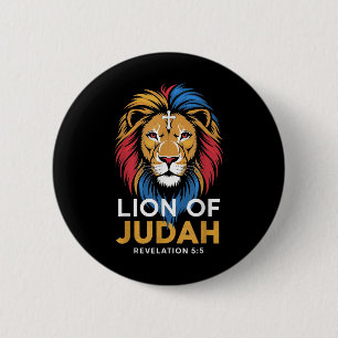 Löwe von Juda Gott Jesus Kreuz Christlich Religiös Button