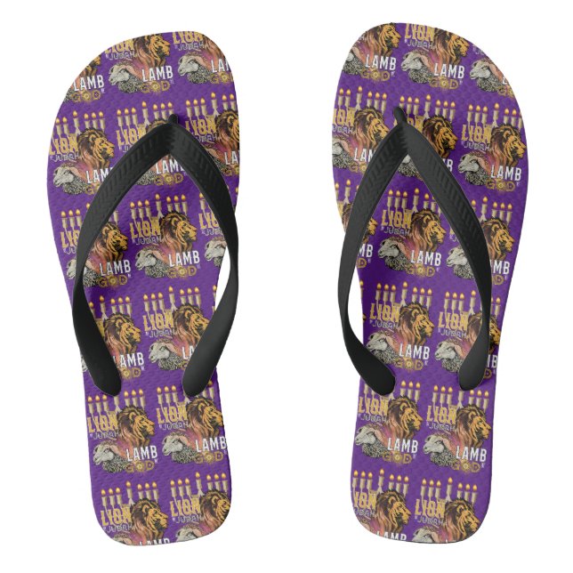 Löwe von Juda Lamm Gottes Lila Unisex Flip Flops (Fußbett)