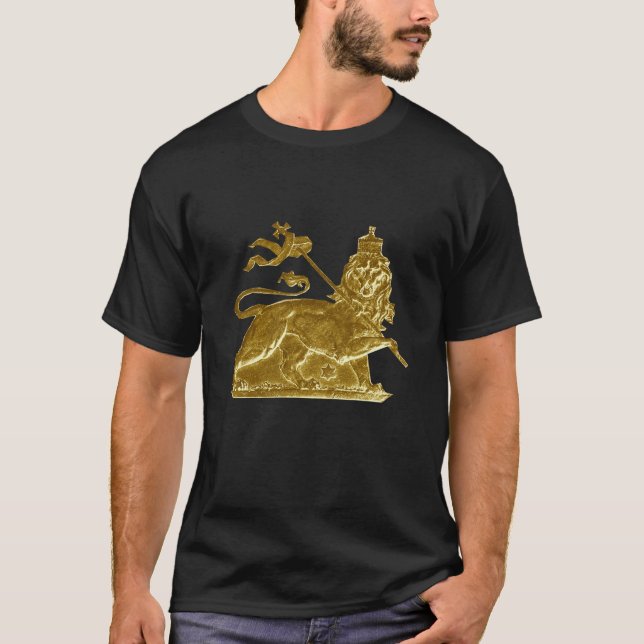 Löwe von Juda Rasta Metalic Design T - Shirt (Vorderseite)