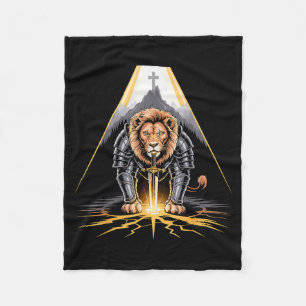 Löwe von Juda Schwert und Kreuz Christlicher Krieg Fleecedecke
