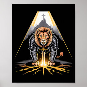 Löwe von Juda Schwert und Kreuz Christlicher Krieg Poster