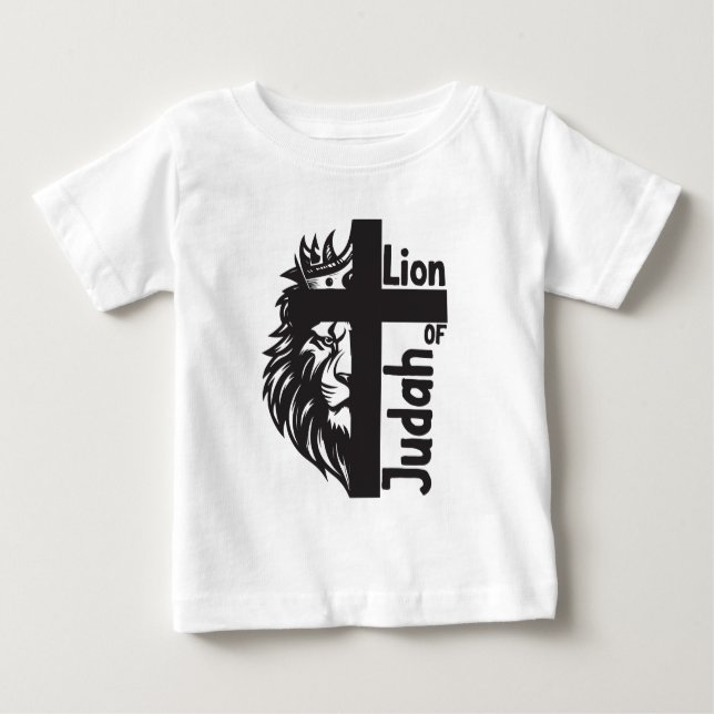 Löwe von Judah Bold Half Löwe Halbkreuz Christlich Baby T-shirt (Vorderseite)