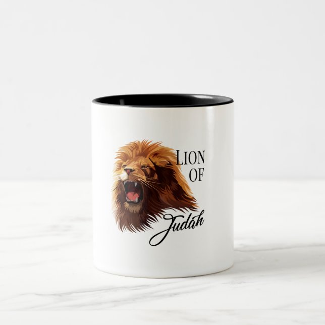 Löwe von Judah Evangelisch Christliche Bibellik Zweifarbige Tasse (Mittel)