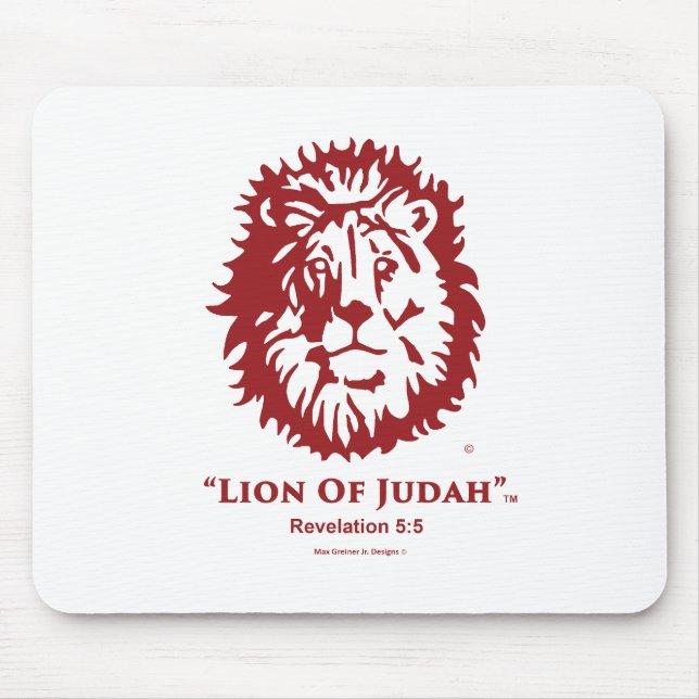 "Löwe von Judah" Mausunterlage-Kirschrotlogo Mousepad (Vorne)