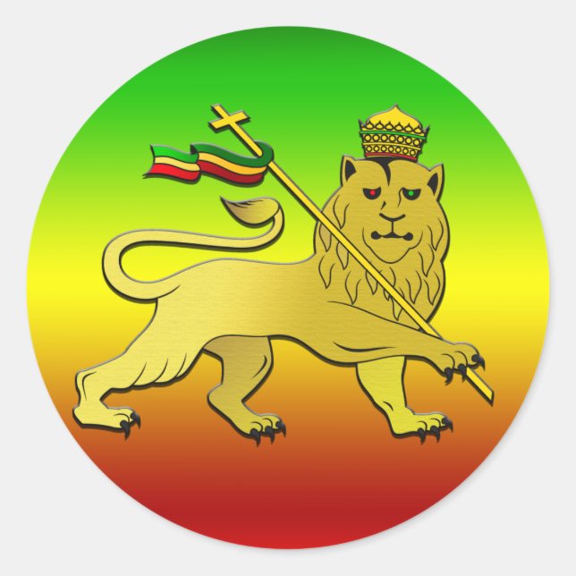 Löwe von Judah - Rasta Reggae Lion Runder Aufkleber (Vorderseite)
