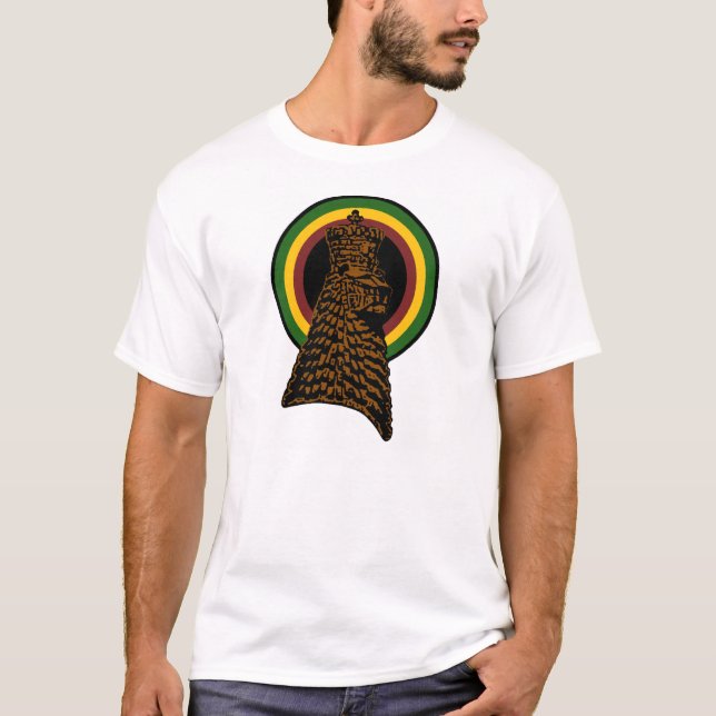 Löwe von Judah Rastafari Rasta Haile Selassie T-Shirt (Vorderseite)