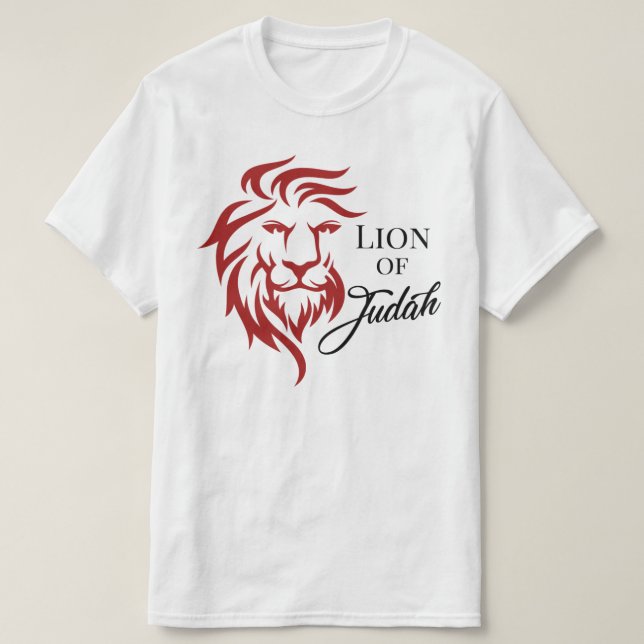 Löwe von Judah Red Black Christlich Biblical T-Shirt (Design vorne)