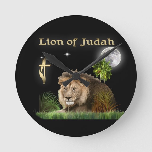 Löwe von Judah Runde Wanduhr (Vorderseite)