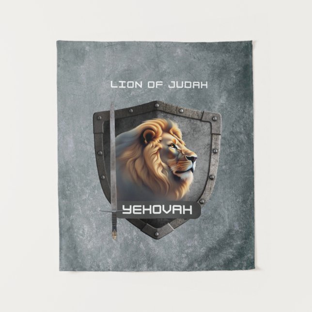 Löwe von Judah Yehovah Wandteppich (Vorderseite)