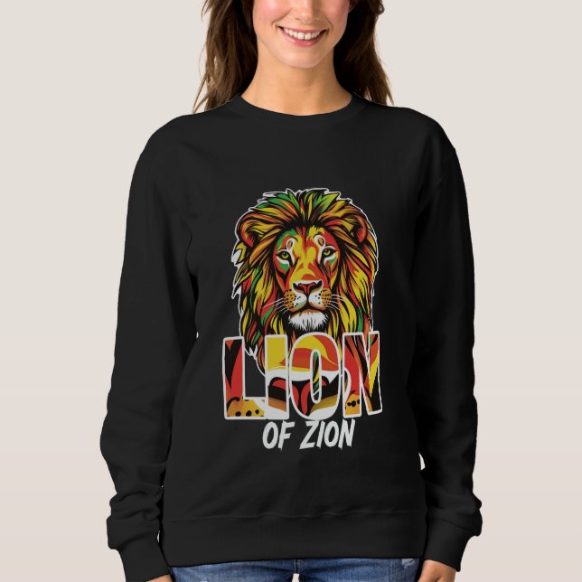 Löwe von Zion Rasta Reggae Design Sweatshirt (Vorderseite)