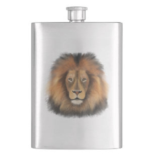 Löwe Wasserfarbe Leo König Safari Tier Dschungel K Flachmann