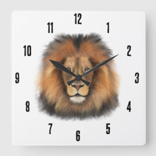 Löwe Wasserfarbe Leo König Safari Tier Dschungel K Quadratische Wanduhr