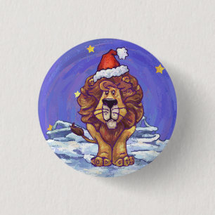 Löwe-Weihnachten Button