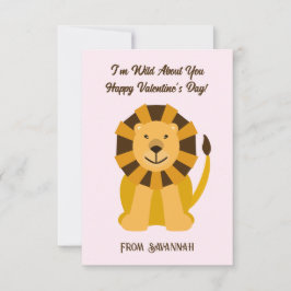Löwe Wild About You Valentinstag Kinder Mitteilungskarte