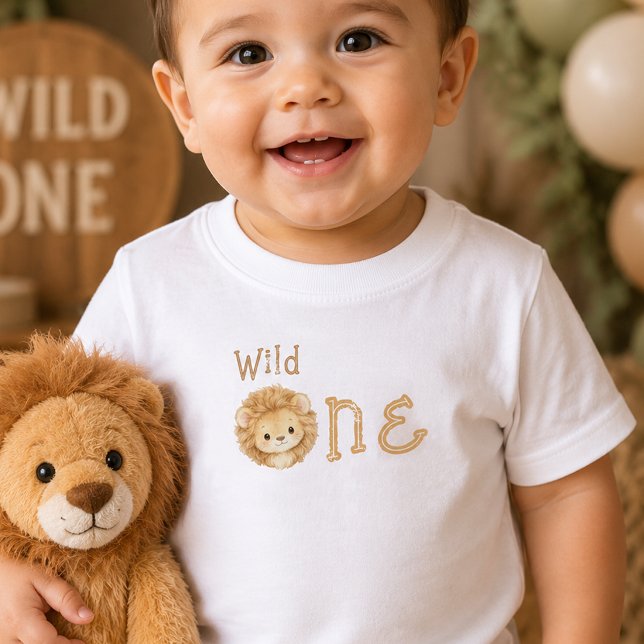 Löwe Wild One First Birthday Baby Junge T-Shirt  (Von Creator hochgeladen)