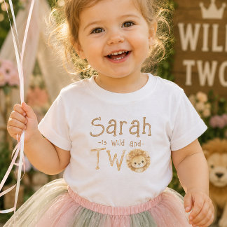 Löwe Wild und Zwei 2. Geburtstag Baby-Mädchen T-Sh Baby T-shirt