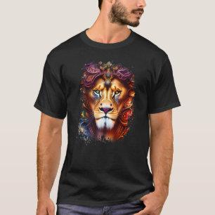 Löwe Wilde Katze Buntes Tier König Dschungel T-Shirt