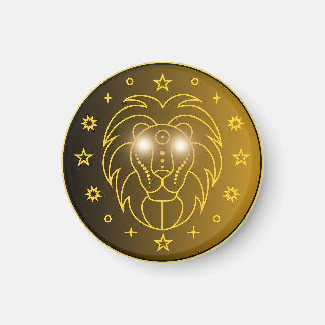 Löwe-Zodiac-Emblem | Minimales Himmelssymbol Magnet (Vorne)