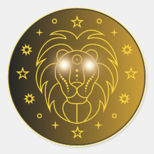 Löwe-Zodiac-Emblem Minimales Himmelsymbol Runder Aufkleber