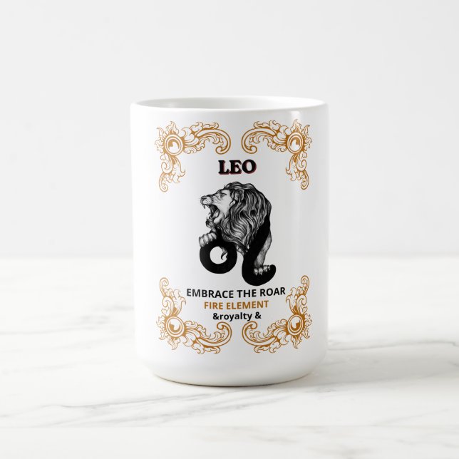 Löwe Zodiac Königlichkeit | Umarme das Feuer Eleme Kaffeetasse (Mittel)