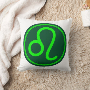 Löwe-Zodiac-Symbol grüner Kontrast Kissen