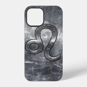 Löwe-Zodiac-Symbol im silbernen Stahlstil iPhone 12 Hülle