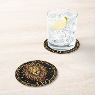 Löwe Zodiac Symbol Runder Pappuntersetzer