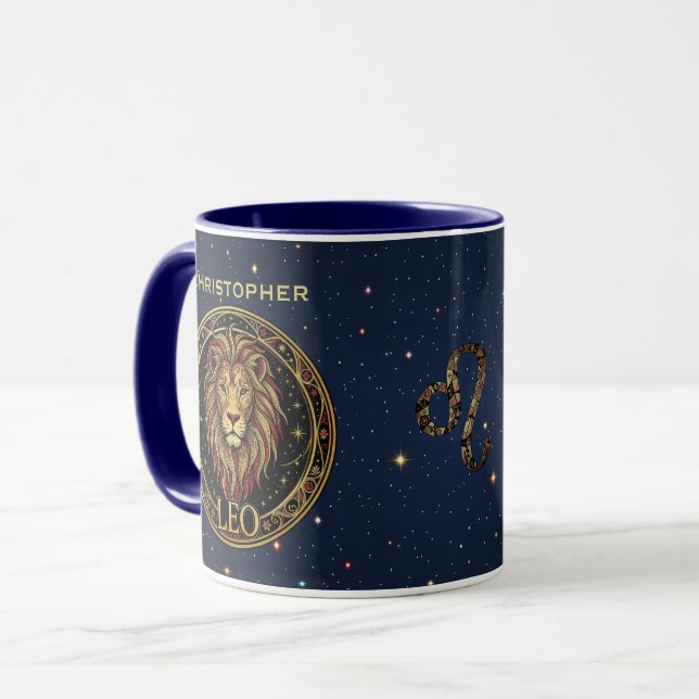 Löwe Zodiac Symbol Tasse (Vorderseite Links)