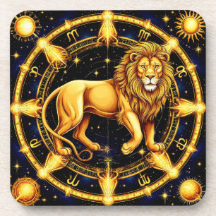 Löwe-Zodiac-Symbol über himmlischem Sternenhinterg Getränkeuntersetzer