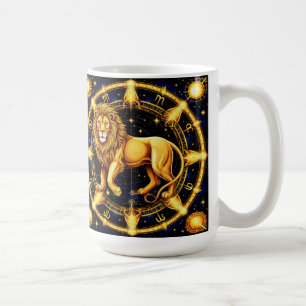 Löwe-Zodiac-Symbol über sternklarem Hintergrund Kaffeetasse