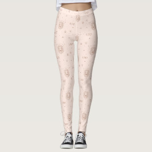 Löwe-Zodiak-Muster in Braun und Burgund Leggings