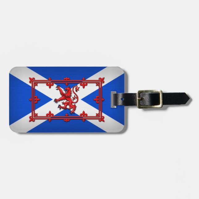 Löwe zügellos auf schottischer Flagge Gepäckanhänger (Vorderseite horizontal)