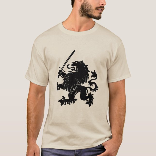 Löwe zügellos mit Klinge-Wappenkunde-T - Shirt (Vorderseite)