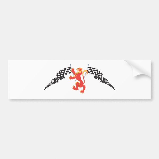 Löwe zügellos und Zielflaggen Autoaufkleber (Vorne)