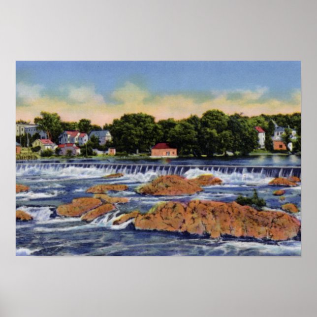 Lowell Massachusetts Pawtucketville Dam and Falls Poster (Vorne)