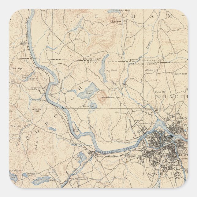 Lowell, Massachusetts Quadratischer Aufkleber (Vorderseite)