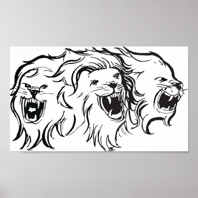 Löwen an der Wand Poster (Vorne)