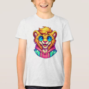 Löwen Cartoon Kunst mit funky Stil Tri-Blend Shirt