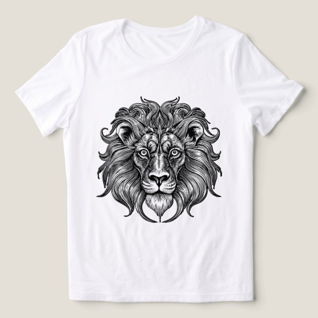 Löwen-Linienkunst Tri-Blend Shirt (Design Vorderseite)