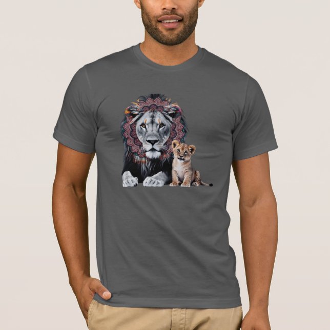 Löwen-Mandala-Art Bella+Canvas T-Shirt -  (Vorderseite)