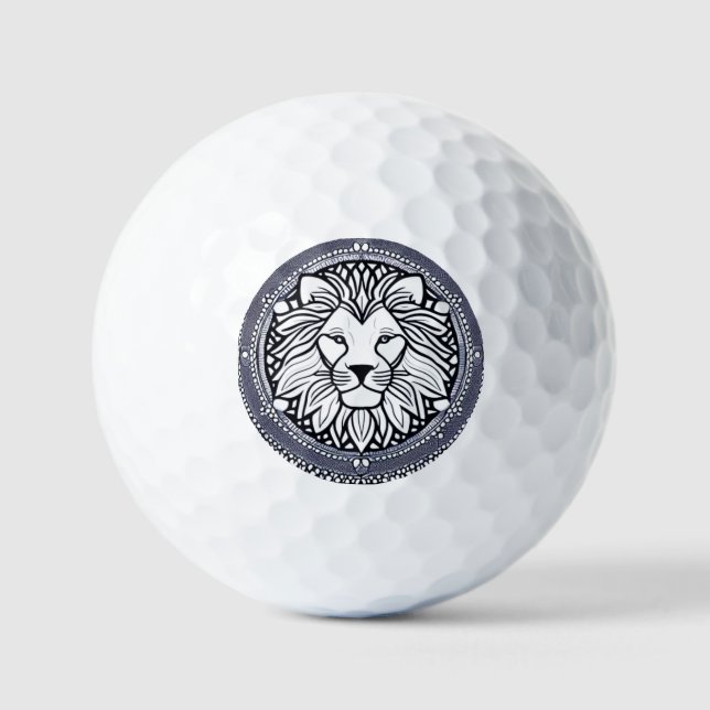 Löwen-Mandala-Design Golfball (Vorderseite)