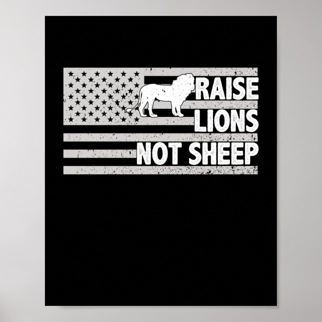Löwen nicht Schafe Amerikaner Patriot Patriotic Poster (Vorne)