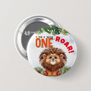 Löwen-Safari Wild One Kindergeburtstag Button