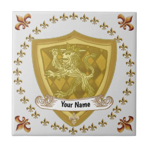 Löwen Schild Familienwappen Nachname   Fliese
