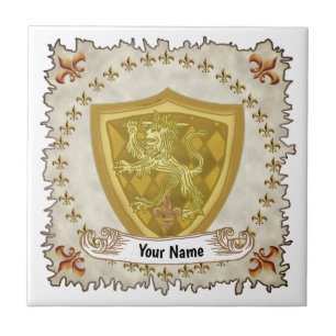 Löwen Schild Familienwappen Nachname  Fliese