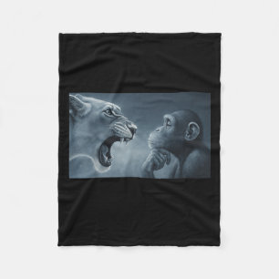 Löwen schreien bei Affen, Affen und Löwen Meme Mon Fleecedecke