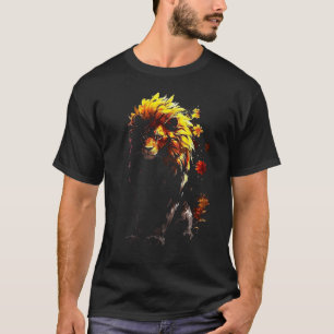Löwen-Sonnenblumen-Kunstwerk Blume Fantasy-Tier Lö T-Shirt