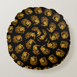 Löwen-Spiralmuster Rundes Kissen